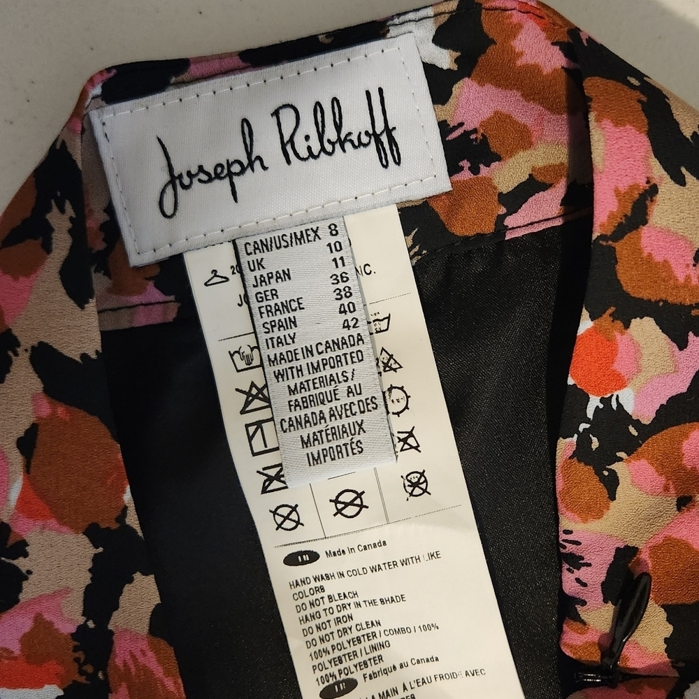 Joseph Ribkoff Skirt Pink Leopard Floral Midi High Rise Flowy Womens Size 8 - Picture 7 of 10